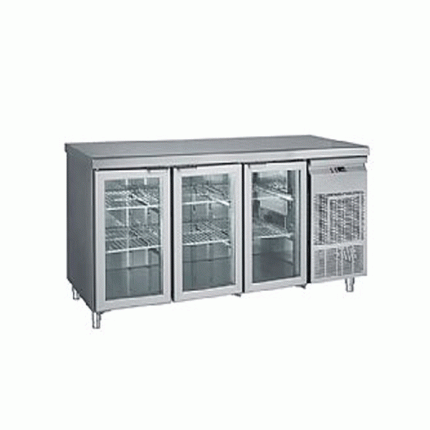 stainless steel workbench with doors