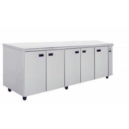 stainless steel fridge workbench with cabinets